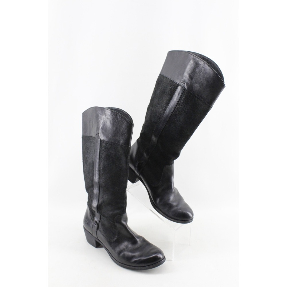 UGG Australia Cassis Boots Lodge Black Leather Western 1008719 Women's Size 7 US